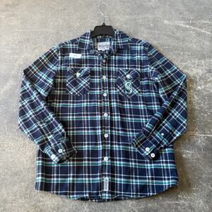 Seattle Mariners Flannel Shirt Mens S Blue Plaid Button Up Long Sleeve 2016